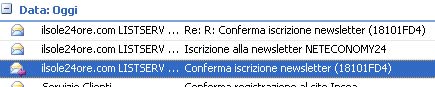 From e Subject delle email inviate